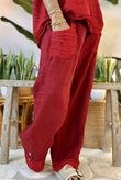 Made in Italy Benji Linen Wave Panel Pant Chilli Pepper /8 = ** 